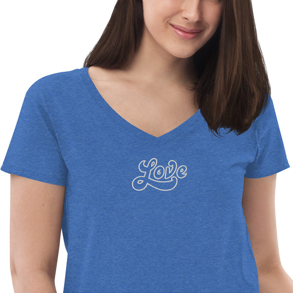 Women’s "Love" Embroidered V-neck T-shirt