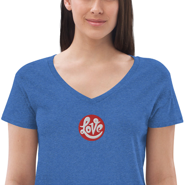 Women’s "Love" Embroidered V-neck T-shirt