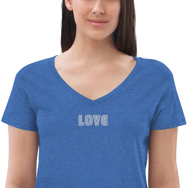 Women’s "Love" Embroidered V-neck T-shirt