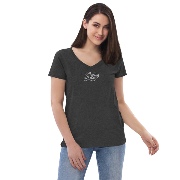 Women’s "Love" Embroidered V-neck T-shirt