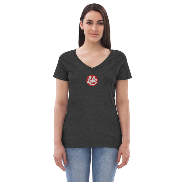 Women’s "Love" Embroidered V-neck T-shirt