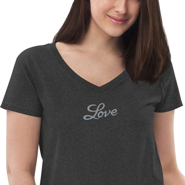 Women’s "Love" Embroidered V-neck T-shirt