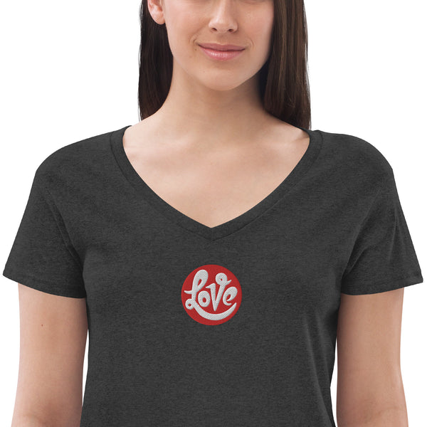 Women’s "Love" Embroidered V-neck T-shirt