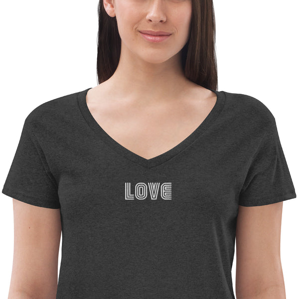 Women’s "Love" Embroidered V-neck T-shirt