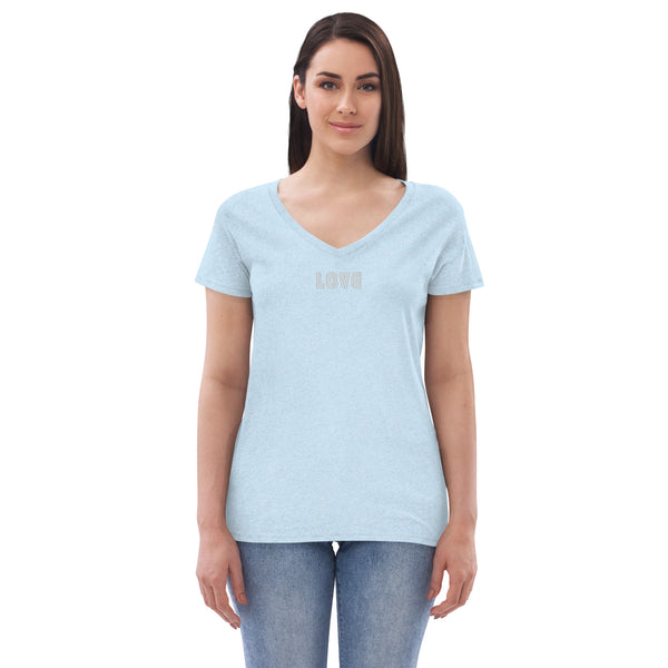 Women’s "Love" Embroidered V-neck T-shirt