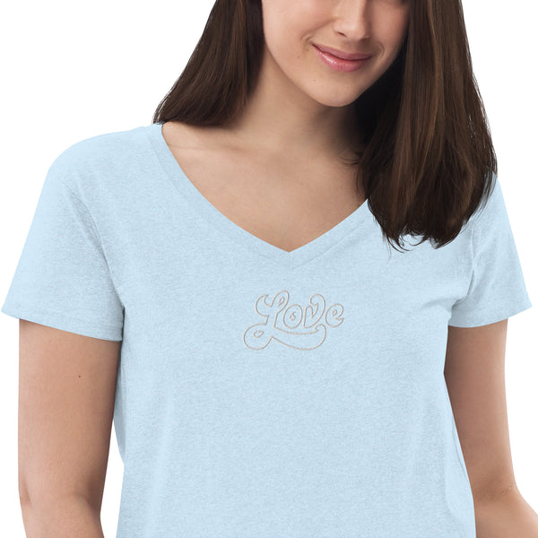 Women’s "Love" Embroidered V-neck T-shirt