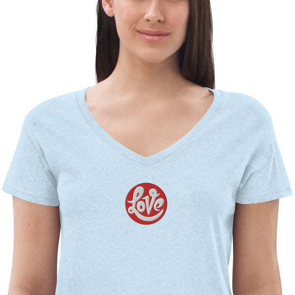 Women’s "Love" Embroidered V-neck T-shirt