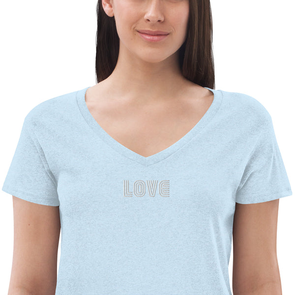 Women’s "Love" Embroidered V-neck T-shirt