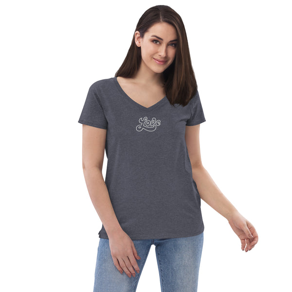 Women’s "Love" Embroidered V-neck T-shirt