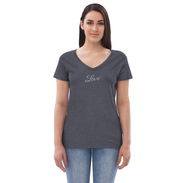 Women’s "Love" Embroidered V-neck T-shirt