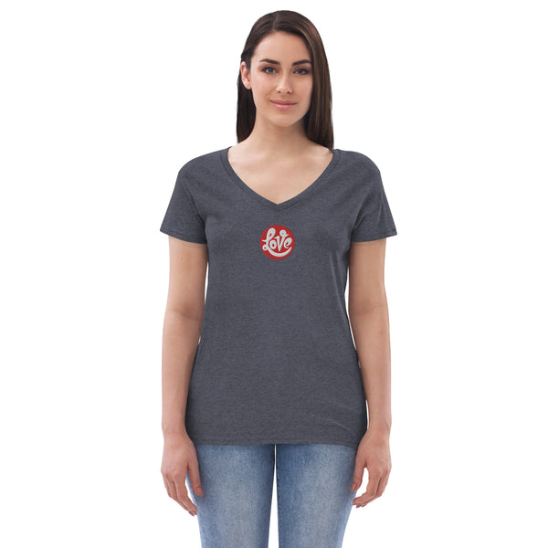 Women’s "Love" Embroidered V-neck T-shirt