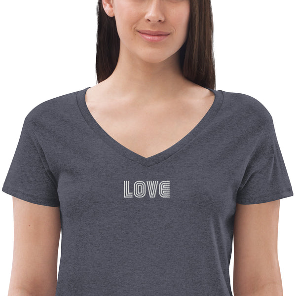 Women’s "Love" Embroidered V-neck T-shirt