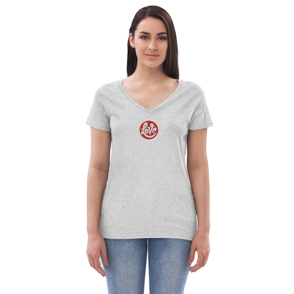 Women’s "Love" Embroidered V-neck T-shirt