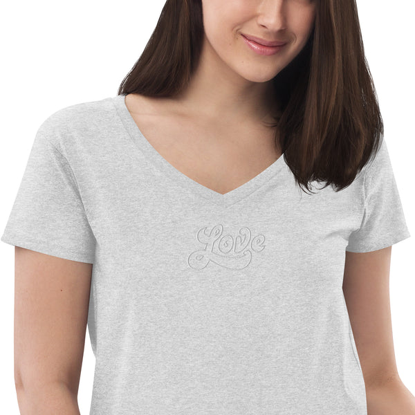 Women’s "Love" Embroidered V-neck T-shirt