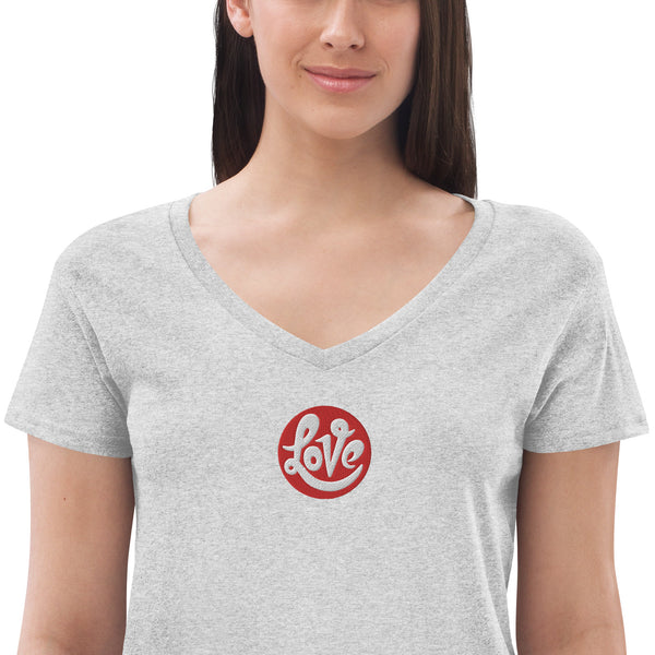 Women’s "Love" Embroidered V-neck T-shirt