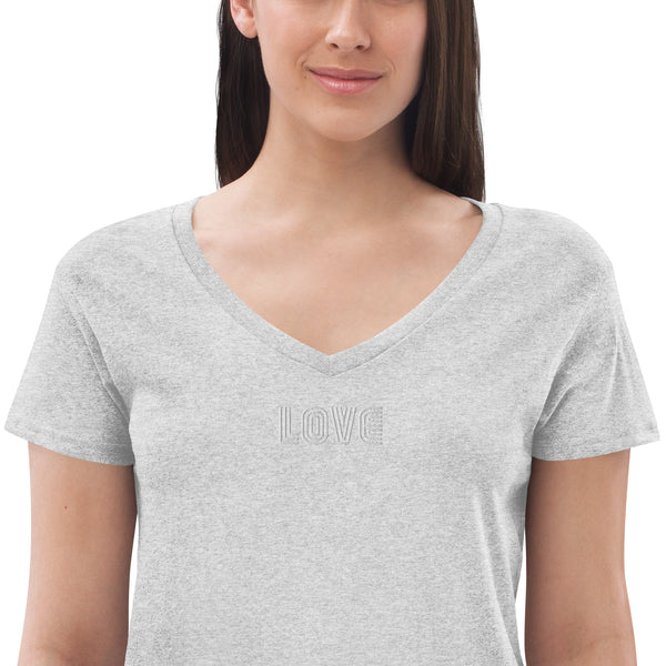 Women’s "Love" Embroidered V-neck T-shirt