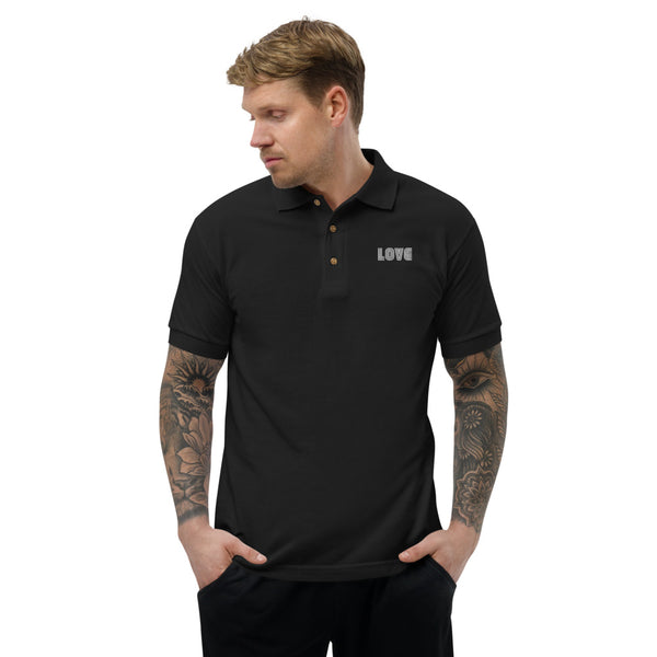 Men's "Love" Embroidered Polo Shirt