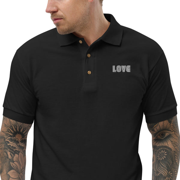 Men's "Love" Embroidered Polo Shirt