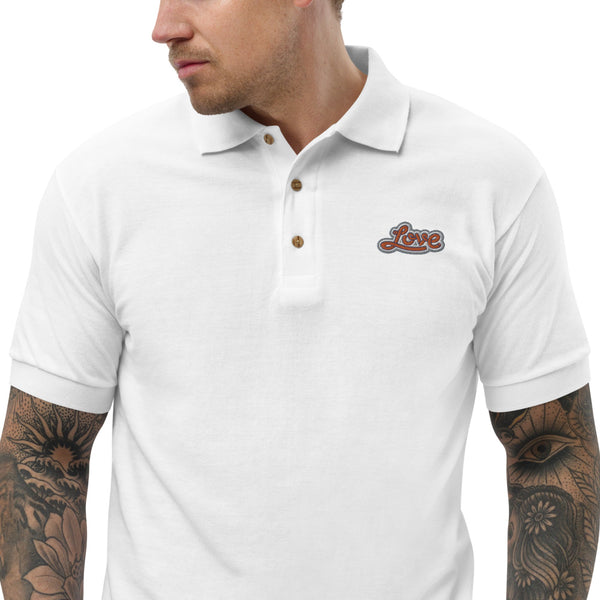 Men's "Love" Embroidered Polo Shirt