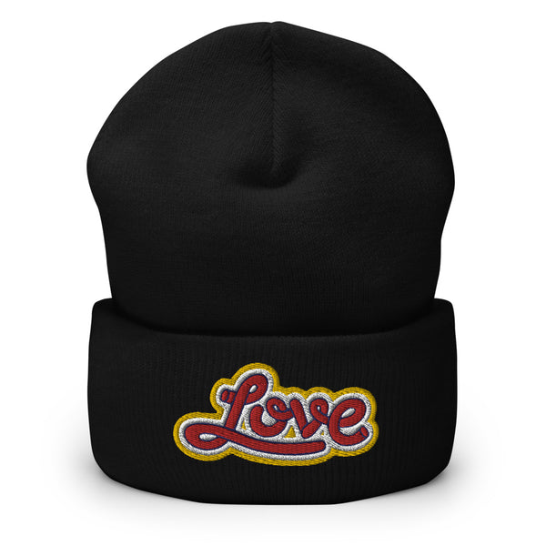 Women's "Love" Embroidered Cuffed Beanie