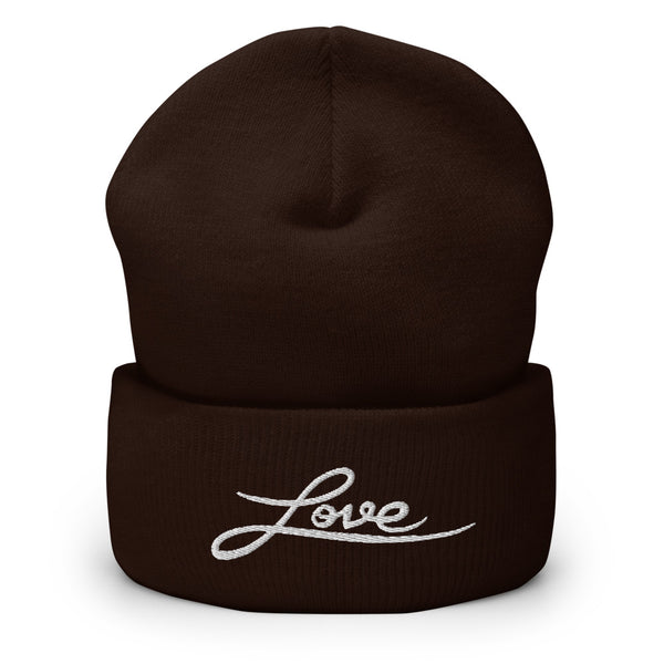 Women's "Love" Embroidered Cuffed Beanie