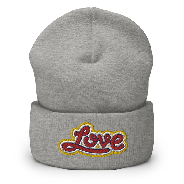 Women's "Love" Embroidered Cuffed Beanie