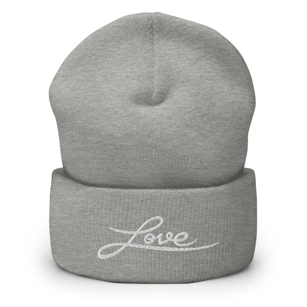 Women's "Love" Embroidered Cuffed Beanie