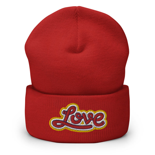 Women's "Love" Embroidered Cuffed Beanie