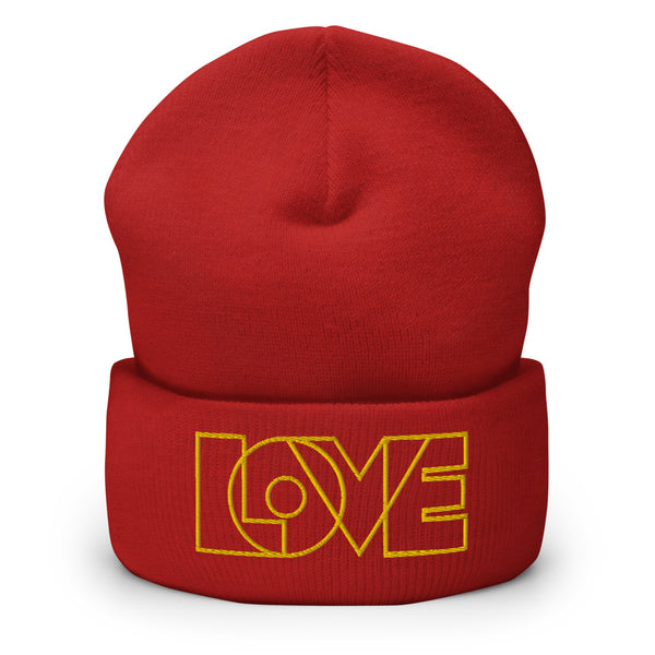 Women's "Love" Embroidered Cuffed Beanie