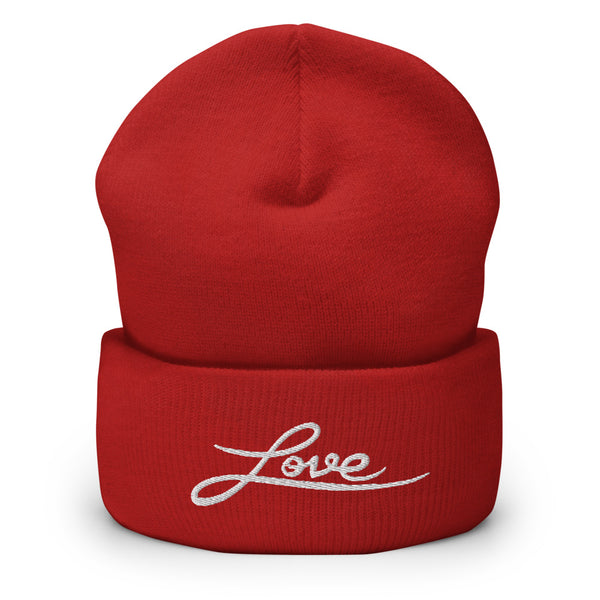 Women's "Love" Embroidered Cuffed Beanie