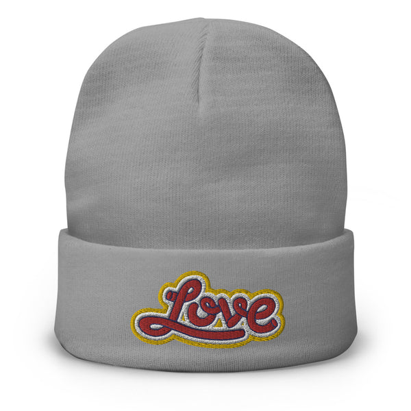 Men's "Love" Embroidered Knit Beanie