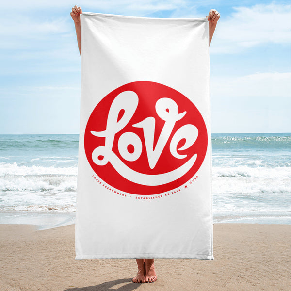 Towel with Vertical Graphic "Love" Design