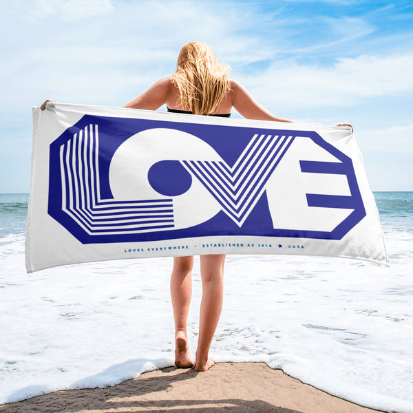 Towel with Horizontal Graphic "Love" Design