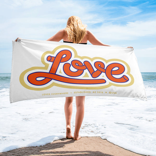 Towel with Horizontal Graphic "Love" Design