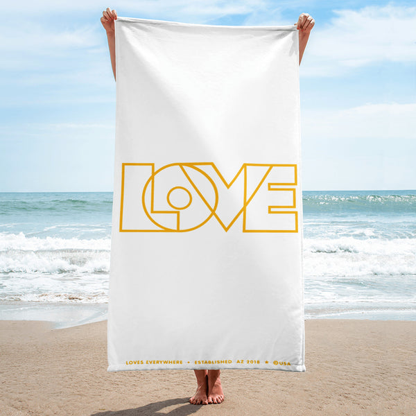 Towel with Vertical Graphic "Love" Design