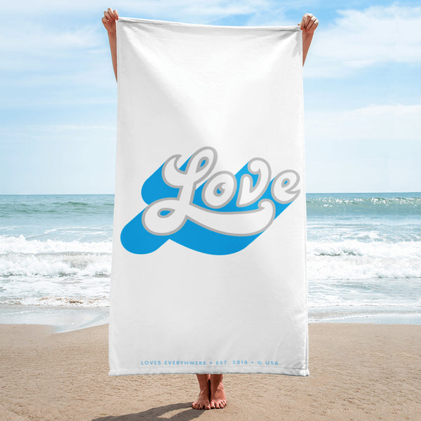 Towel with Vertical Graphic "Love" Design