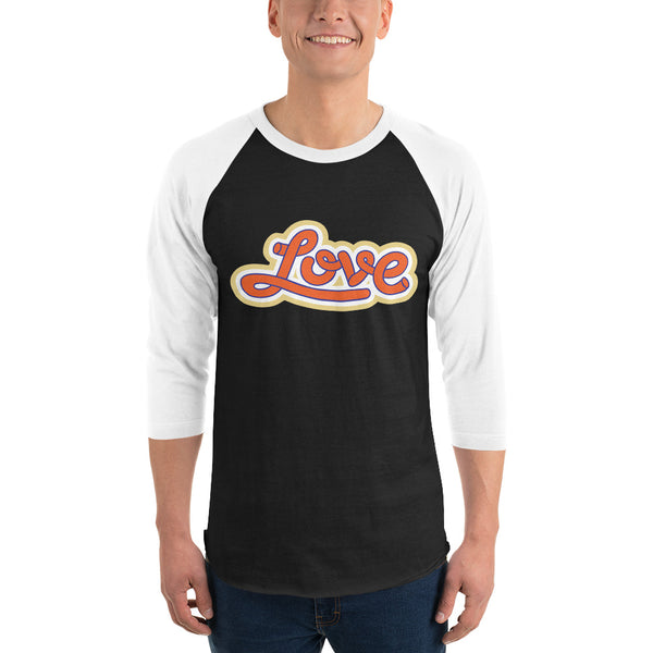 Men's "Love" Printed 3/4 Sleeve Raglan Shirt