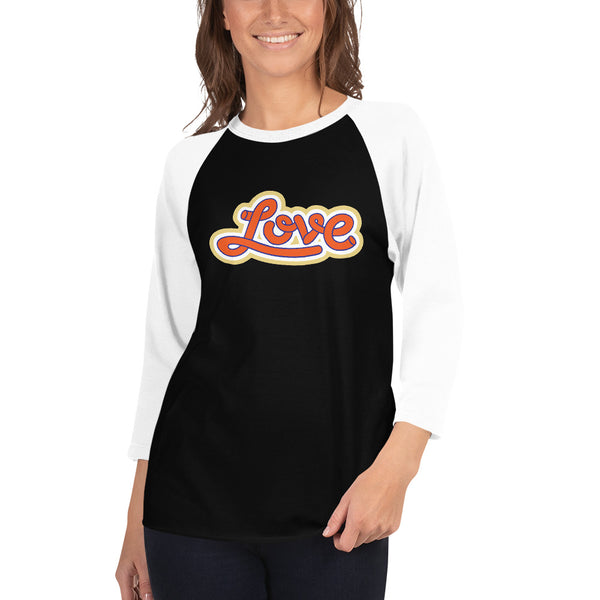 Women's "Love" Printed 3/4 Sleeve Raglan Shirt