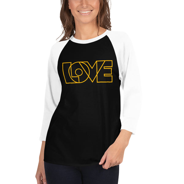 Women's "Love" Embroidered 3/4 Sleeve Raglan Shirt