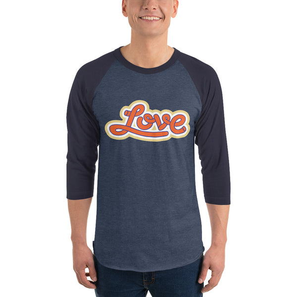 Men's "Love" Printed 3/4 Sleeve Raglan Shirt