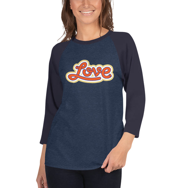 Women's "Love" Printed 3/4 Sleeve Raglan Shirt