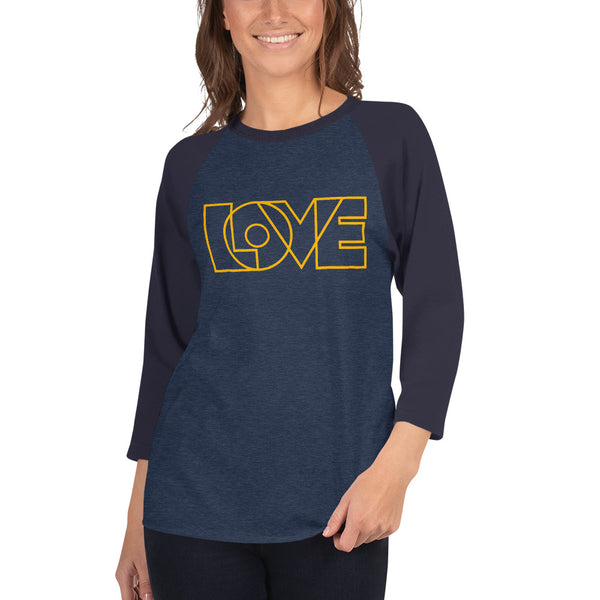 Women's "Love" Embroidered 3/4 Sleeve Raglan Shirt