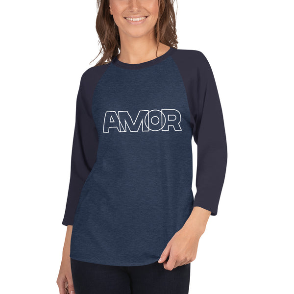 Women's "Amor" Printed 3/4 Sleeve Raglan Shirt