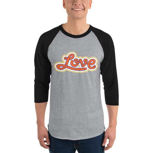 Men's "Love" Printed 3/4 Sleeve Raglan Shirt