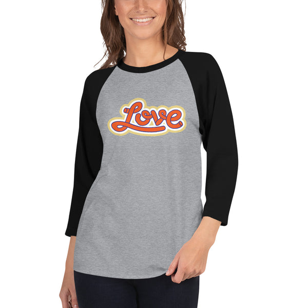 Women's "Love" Printed 3/4 Sleeve Raglan Shirt