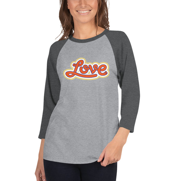 Women's "Love" Printed 3/4 Sleeve Raglan Shirt