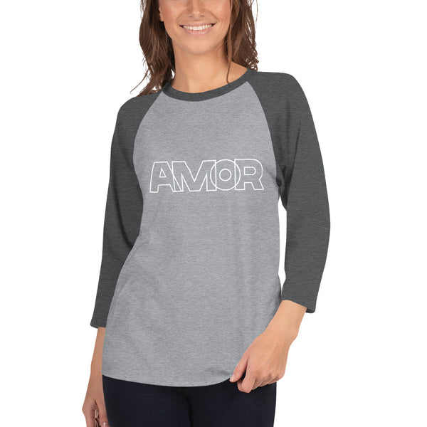 Women's "Amor" Printed 3/4 Sleeve Raglan Shirt