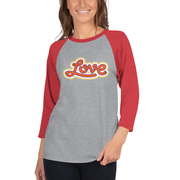 Women's "Love" Printed 3/4 Sleeve Raglan Shirt