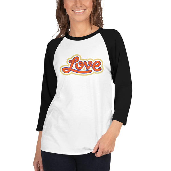 Women's "Love" Printed 3/4 Sleeve Raglan Shirt