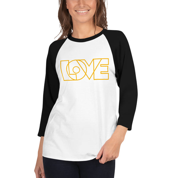 Women's "Love" Embroidered 3/4 Sleeve Raglan Shirt